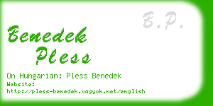 benedek pless business card